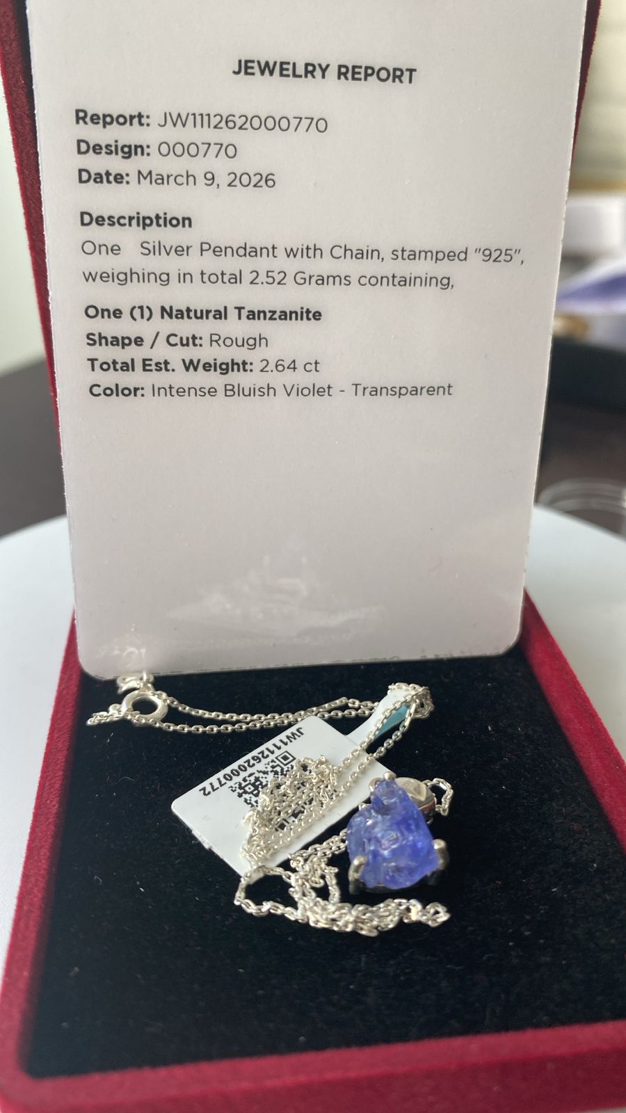 Tanzanite Pendant 2.64 cts.