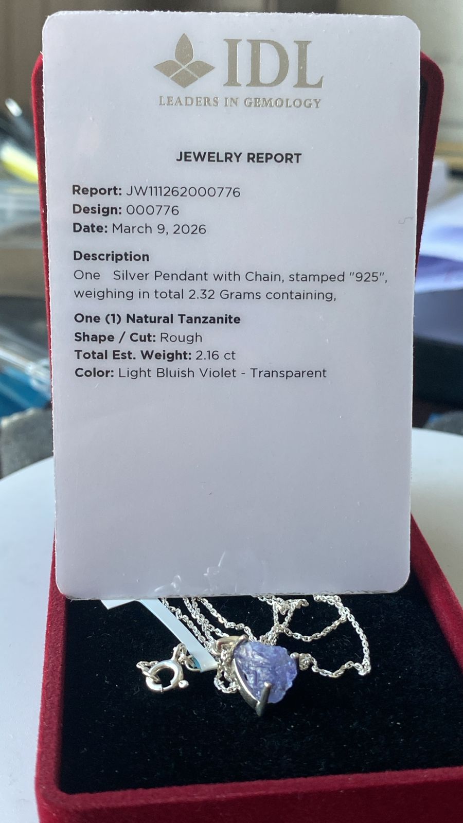 Tanzanite Pendant 2.16 cts