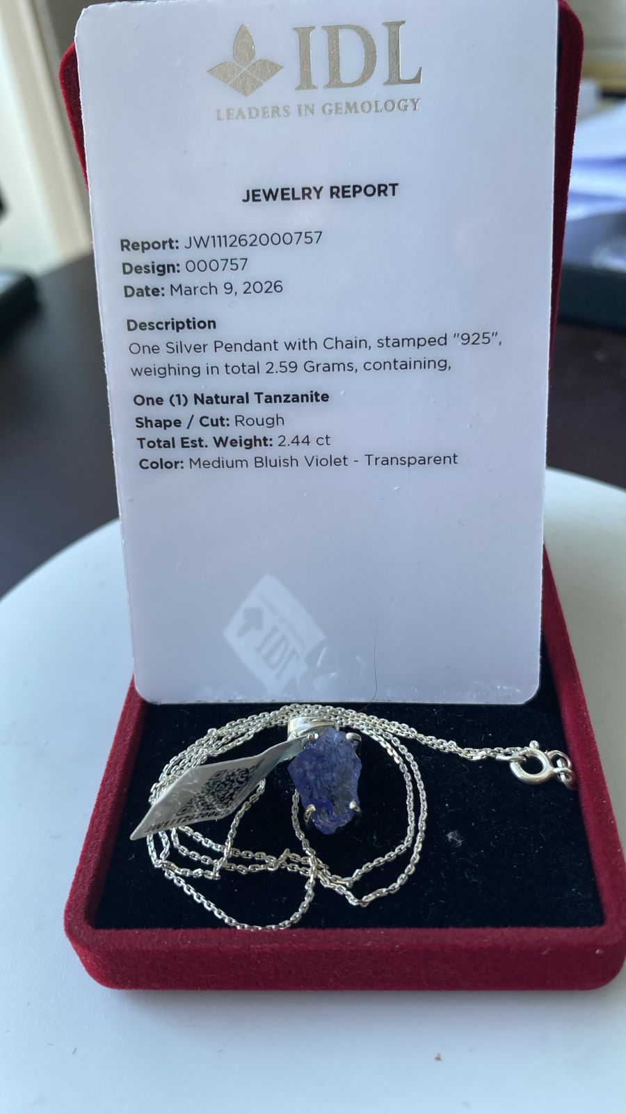 Tanzanite Pendant 2.44 cts