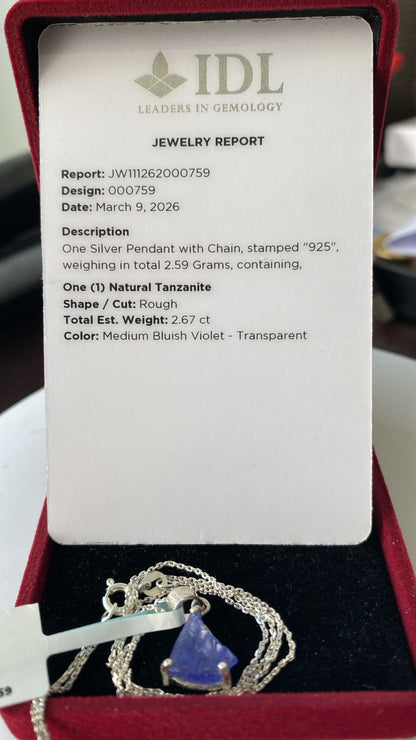 Tanzanite Pendant 2.67 cts