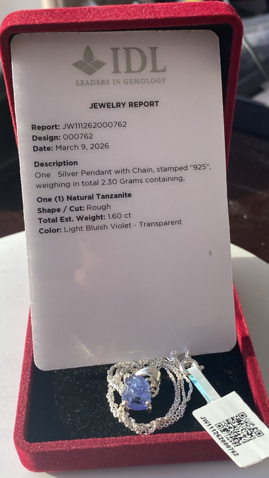 Tanzanite Pendant 1.60 cts