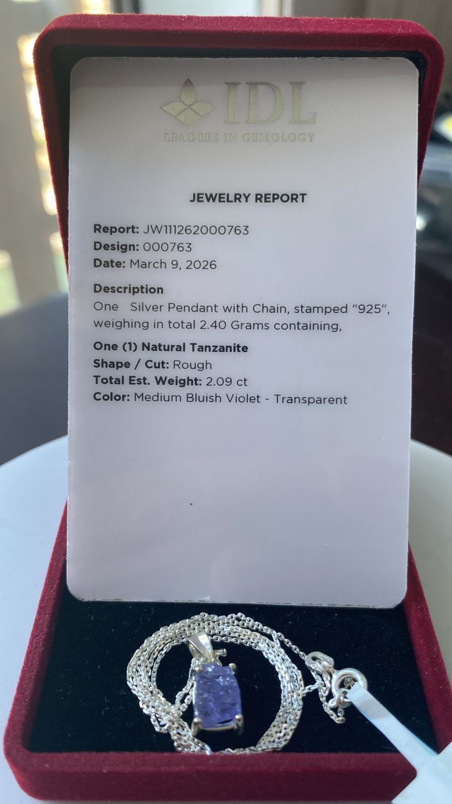 Tanzanite Pendant 2.09 cts