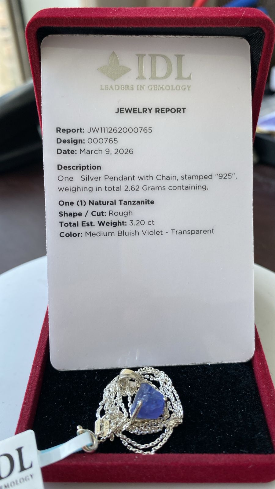 Tanzanite Pendant 3.20 cts