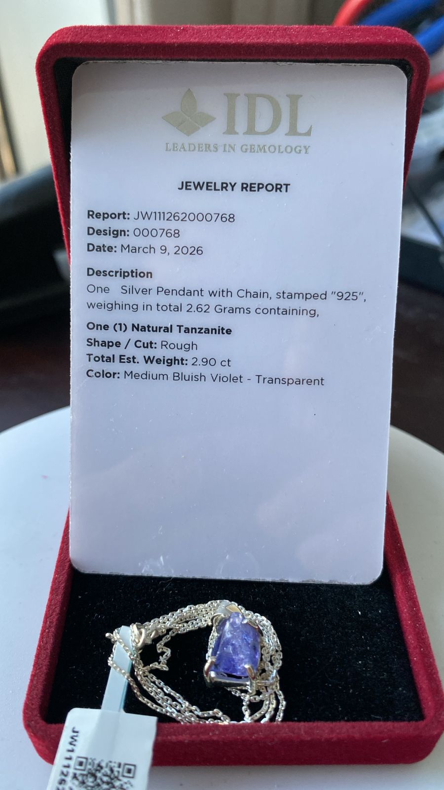 Tanzanite Pendant 2.90 cts