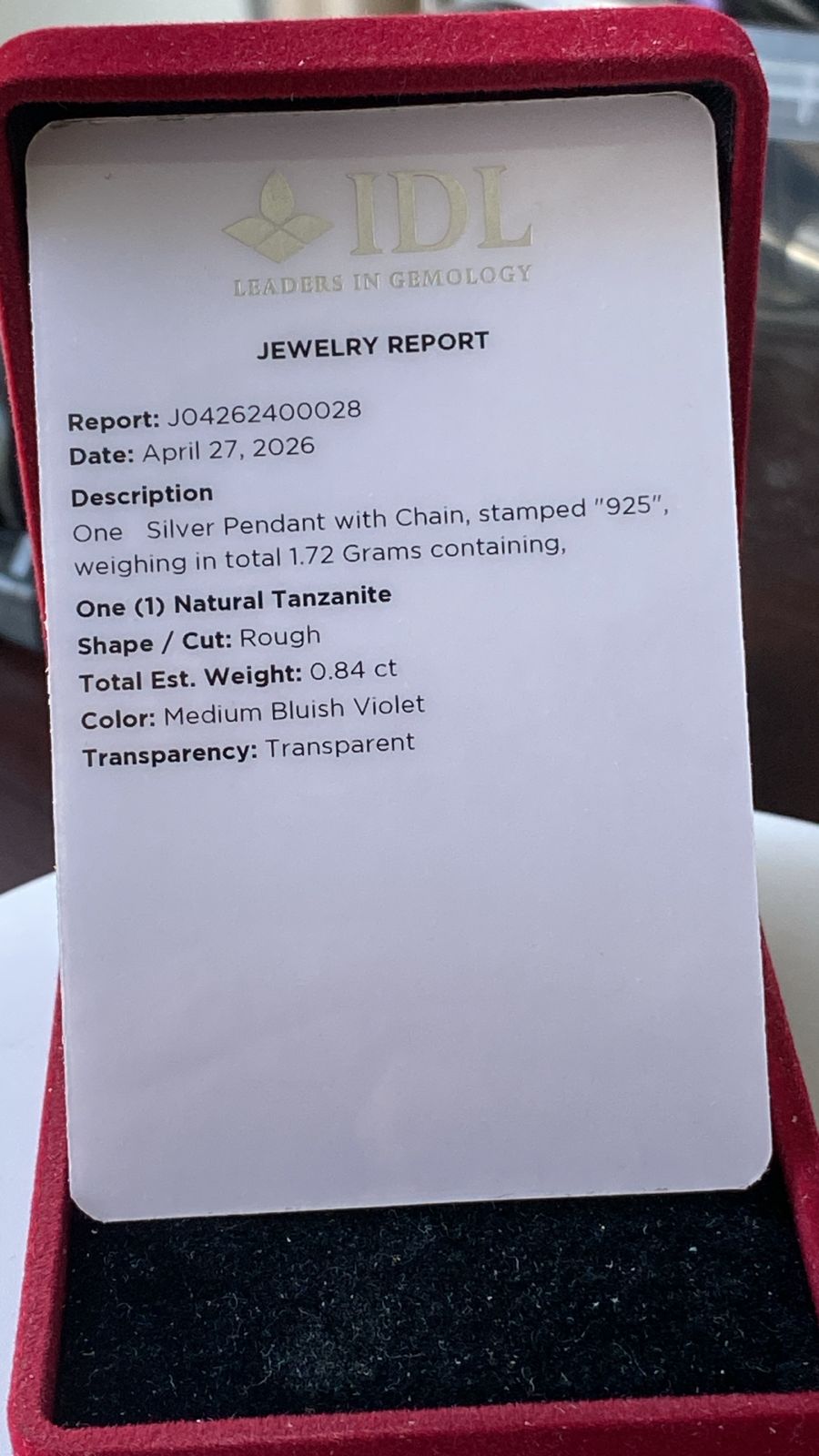 Tanzanite Pendant 0.84 cts