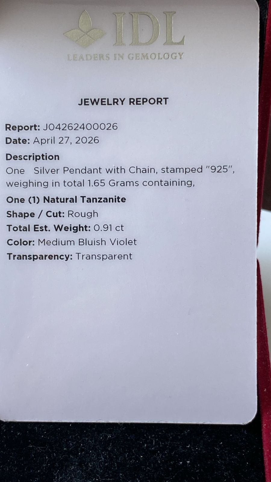 Tanzanite Pendant 0.91 cts