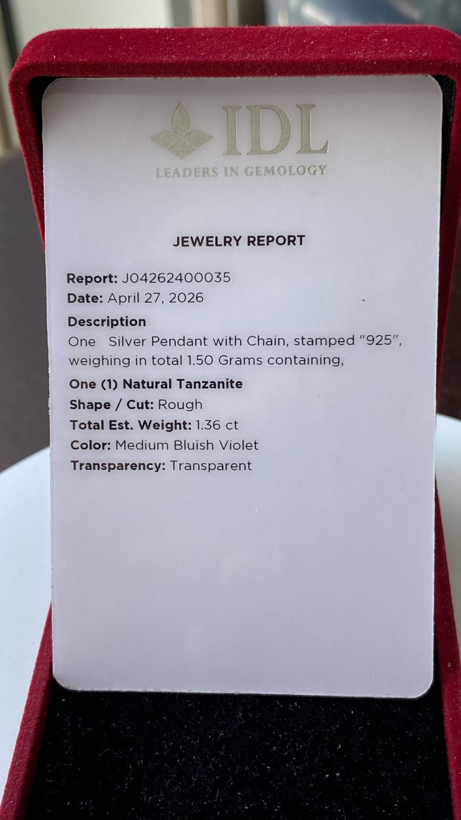 Tanzanite Pendant 1.36 cts