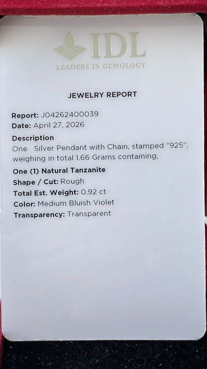 Tanzanite Pendant 0.92 cts