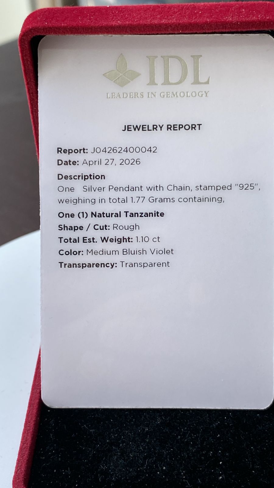 Tanzanite Pendant 1.10 cts