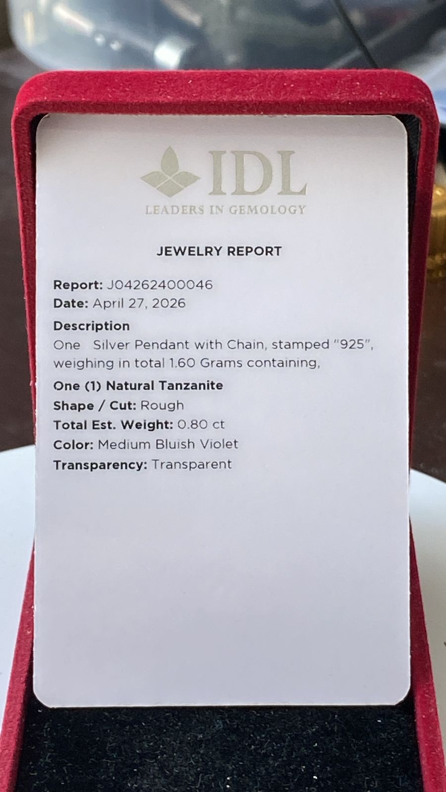Tanzanite Pendant 0.80 cts