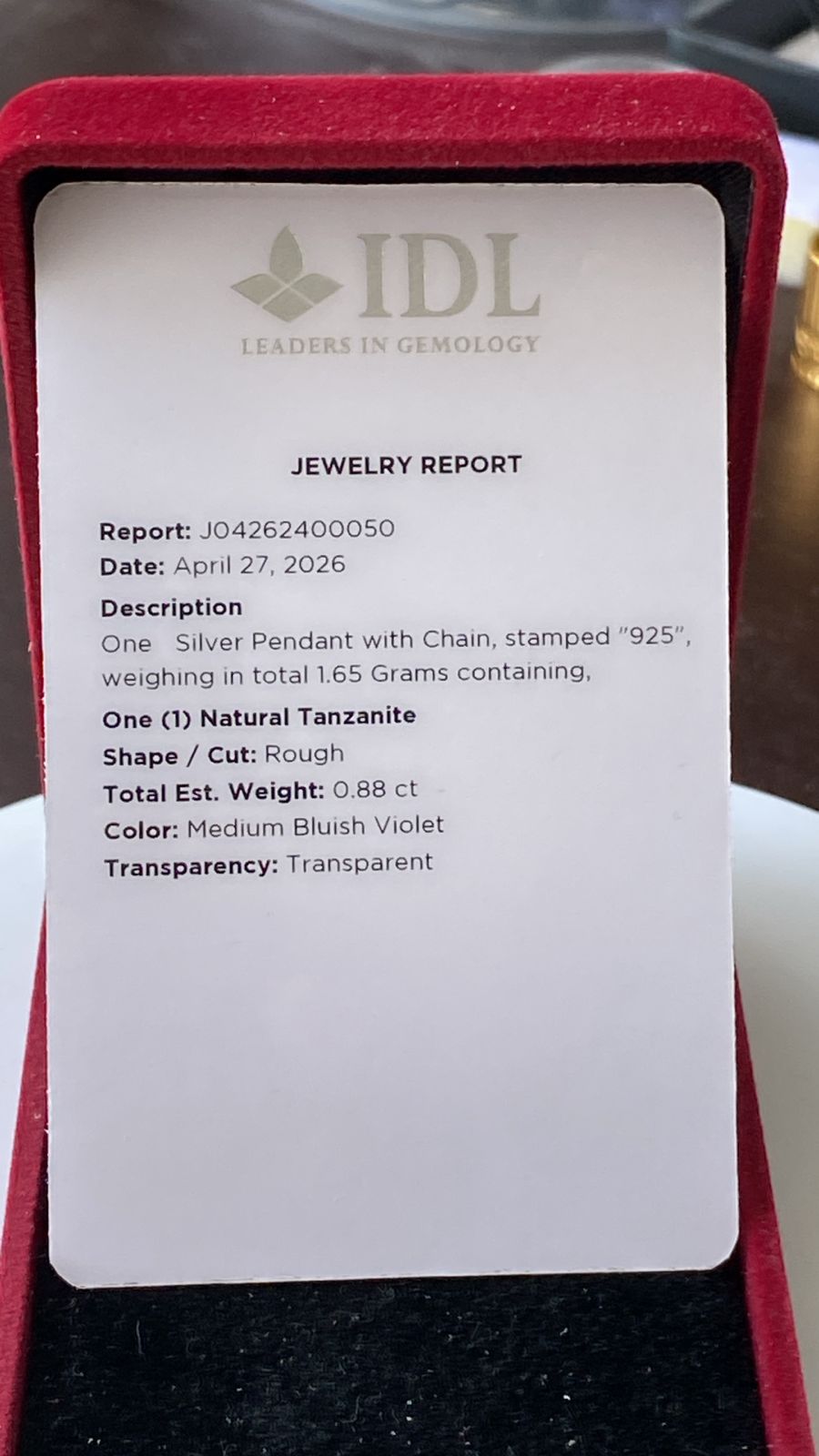 Tanzanite Pendant 0.88 cts