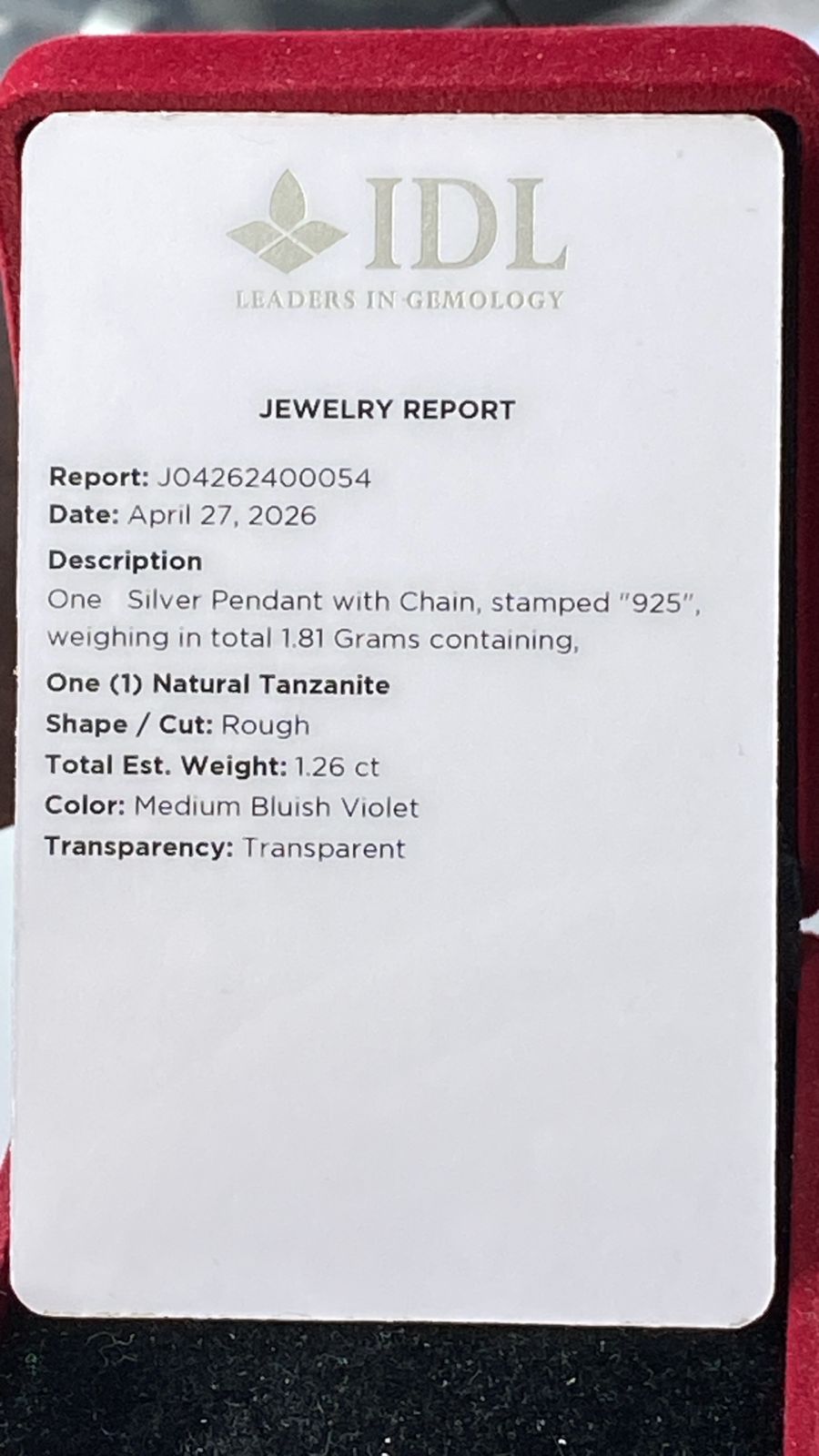 Tanzanite Pendant 1.26 cts