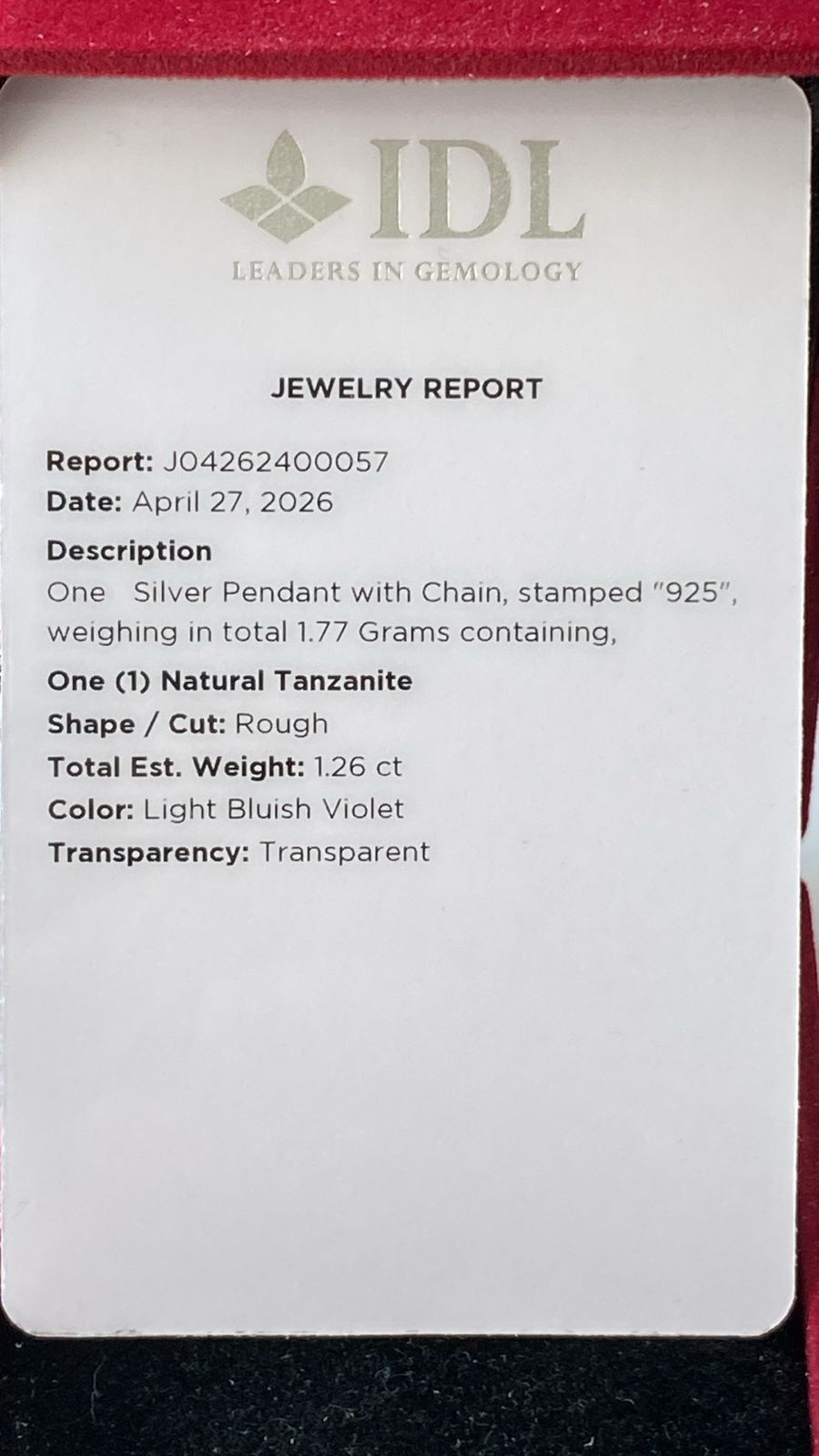 Tanzanite Pendant 1.26 cts