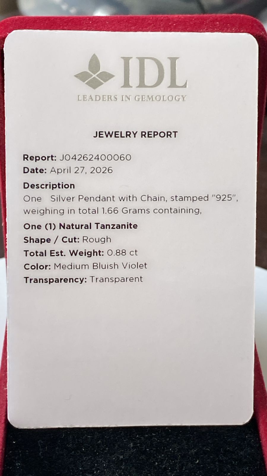 Tanzanite Pendant 0.88 cts