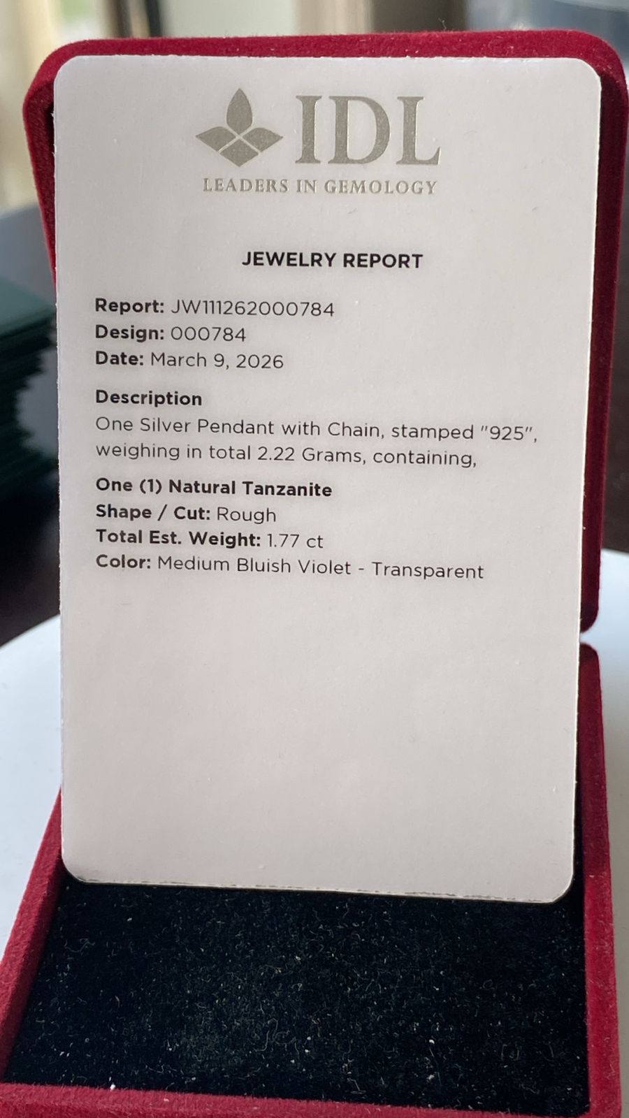 Tanzanite Pendant 1.77 cts