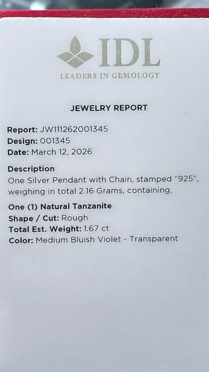 Tanzanite Pendant 1.67 cts