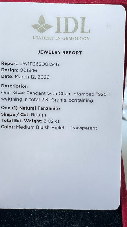 Tanzanite Pendant 2.02 cts