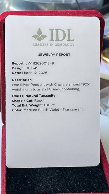 Tanzanite Pendant 1.80 cts