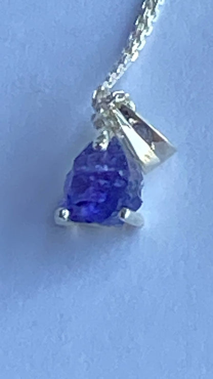 Natural Tanzanite Crystal Pendant in Sterling Silver 1.76 cts.