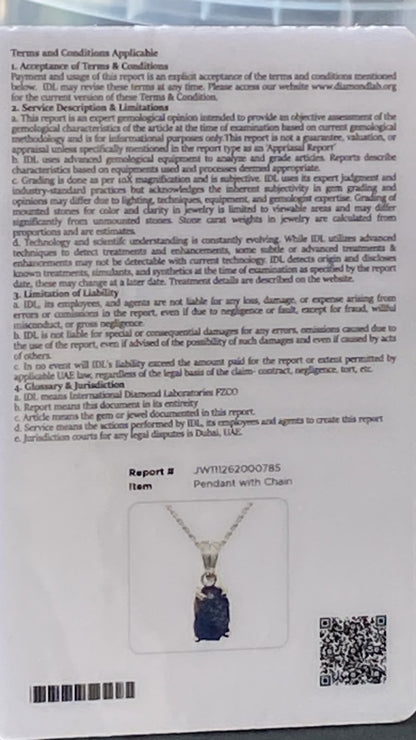 Raw Tanzanite Pendant Certified Merelani Tanzania   2.02 cts