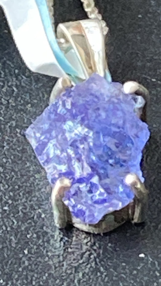 Natural Tanzanite Crystal Pendant in Sterling Silver 2.44 cts