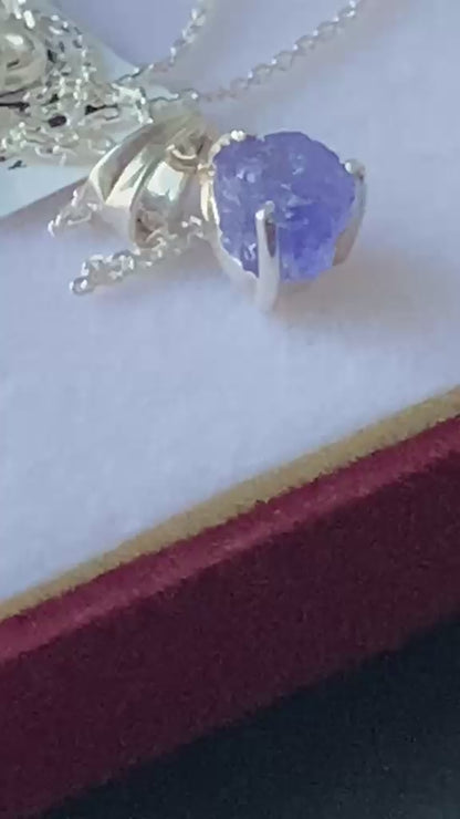 Natural Tanzanite Crystal Pendant in Sterling Silver  1.73 cts