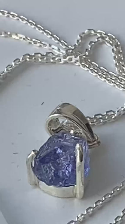 Natural Tanzanite Crystal Pendant in Sterling Silver 1.89 cts