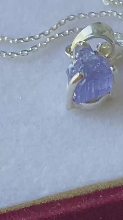 Natural Tanzanite Crystal Pendant in Sterling Silver  1.87 cts