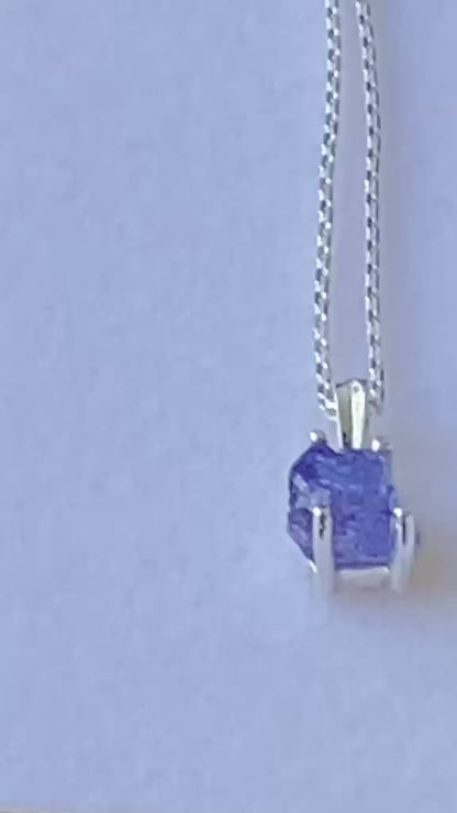 Raw Blue Tanzanite Pendant December Birthstone 1.10 cts