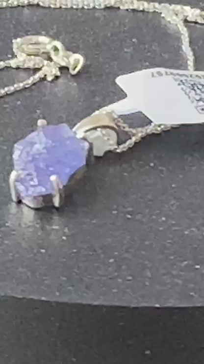Natural Tanzanite Crystal Pendant in Sterling Silver 2.44 cts