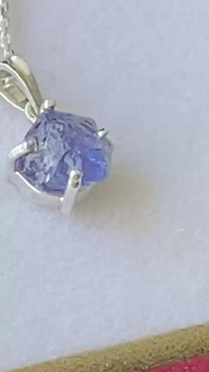 Authentic Tanzanite Crystal Pendant Certified Blue 1.27 cts
