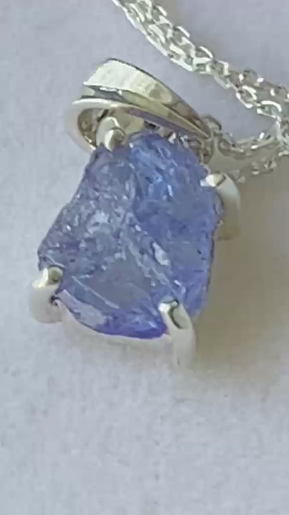 Natural Tanzanite Crystal Pendant in Sterling Silver 1.60 cts