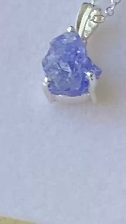 Raw Tanzanite Crystal Pendant 925 Sterling Silver 1.48 cts