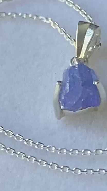 Certified Raw Tanzanite Pendant Single Origin 1.82 cts