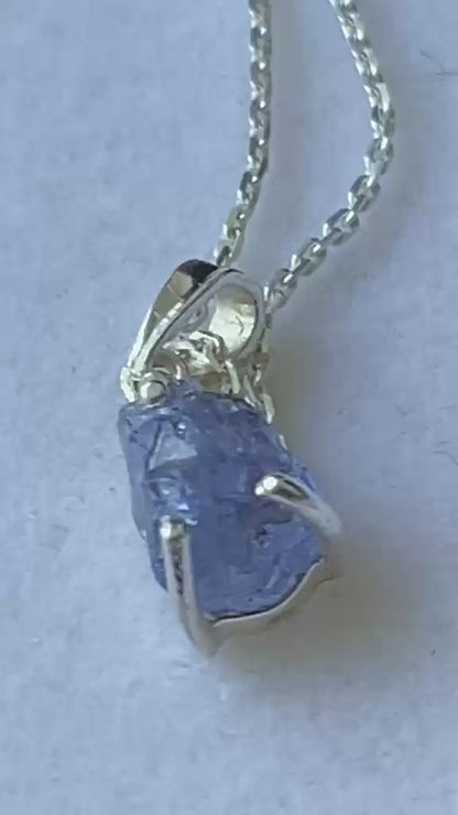 Raw Tanzanite Crystal Pendant 925 Sterling Silver 1.31 cts.