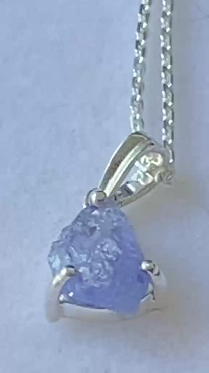 Raw Tanzanite Crystal Pendant 925 Sterling Silver 0.97 cts