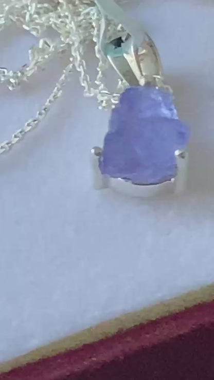 Raw Tanzanite Crystal Pendant 925 Sterling Silver 0.91 cts.