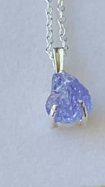 Bluish Violet Tanzanite Pendant Raw Crystal from Tanzania 1.36 cts