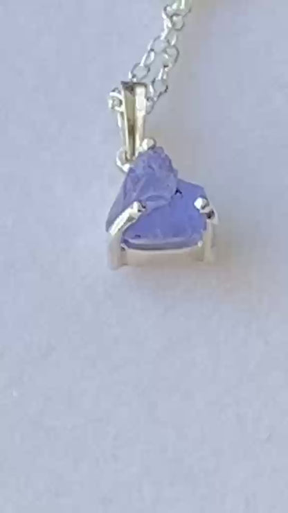 Raw Tanzanite Crystal Pendant 925 Sterling Silver 1.26 cts