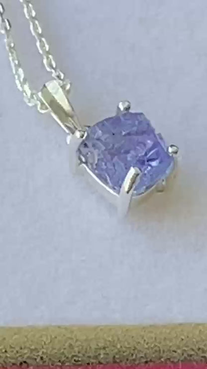 Natural Tanzanite Crystal Pendant in Sterling Silver 0.88 cts
