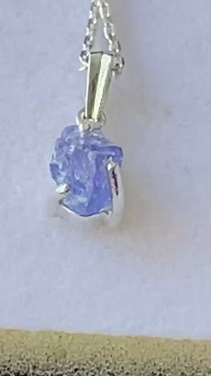 Natural Tanzanite Crystal Pendant in Sterling Silver 0.82 cts