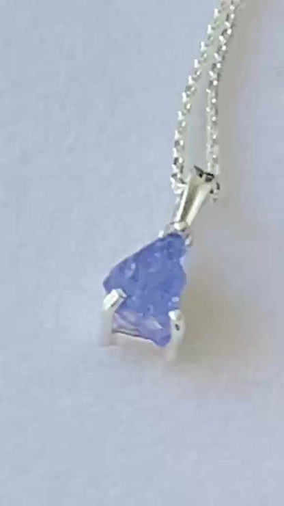 Natural Tanzanite Crystal Pendant in Sterling Silver 0.96 cts.