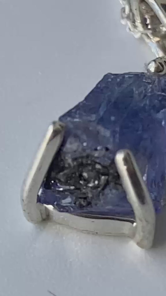 Raw Tanzanite Crystal Pendant 925 Sterling Silver 2.15 cts