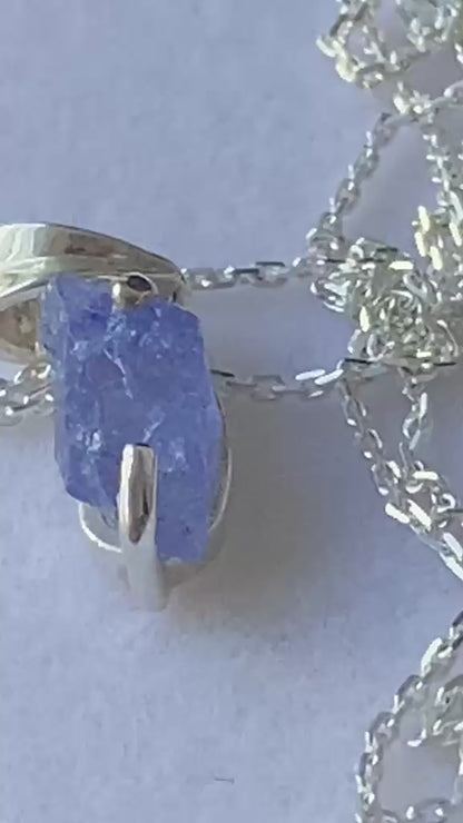 Natural Tanzanite Crystal Pendant in Sterling Silver 1.67 cts